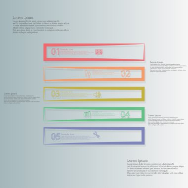 Kare çizim şablonu yatay olarak beş renk kontur öğelerine ayrılır