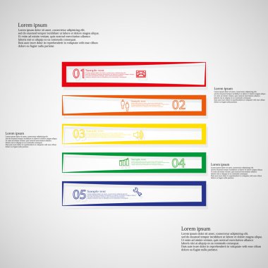 Kare çizim şablonu yatay olarak beş renk kontur öğelerine ayrılır