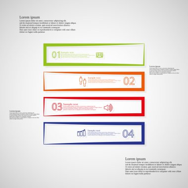 Kare çizim şablonu yatay olarak dört renk kontur öğelerine ayrılır