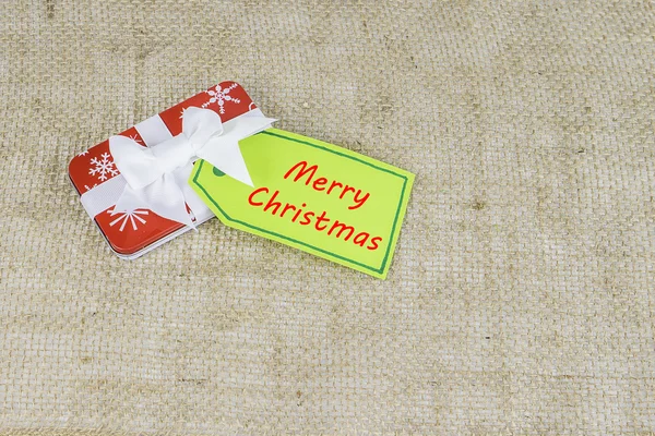 Small Holiday Christmas Gift With Card — Stock Photo, Image