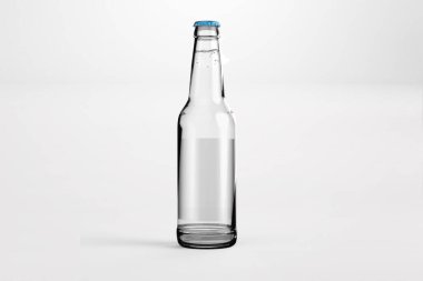 Bira şişesi. Renkli arkaplanda 3D çizim izole edildi. Dizayn ögeniz için uygun.