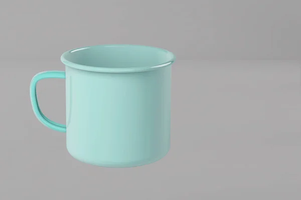3d render of iron blue mug isolated on colored background. fit for your design element.