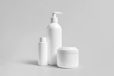 Yüksek çözünürlüklü kozmetik şişe paketi 3d tasarım elementiniz için izole edilmiş modelleme.