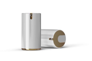 Yüksek çözünürlüklü kozmetik şişe paketi 3d tasarım elementiniz için izole edilmiş modelleme.