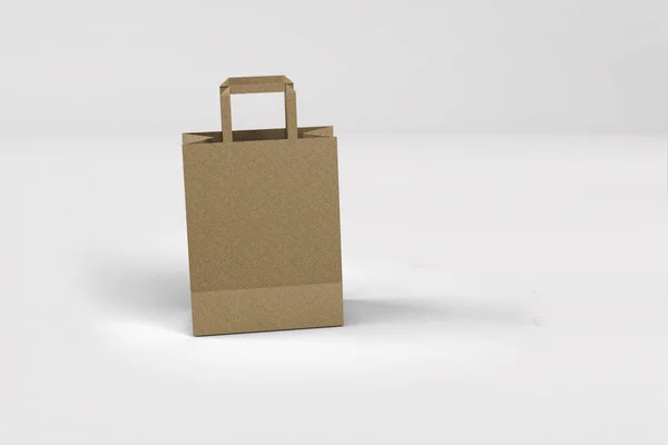 Vue Rapprochée Sac Shopping Papier Artisanal Avec Poignées Sur Fond — Photo