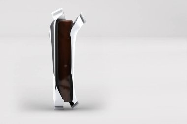 Çikolata ambalajı boş kalıp. Taklit et. Gerçekçi fotoğraf. 3B görüntüleme