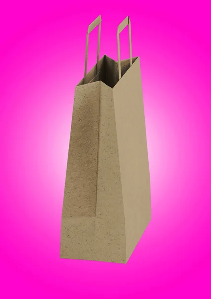 Vista Vicino Della Shopping Bag Carta Artigianale Con Manici Sfondo — Foto Stock