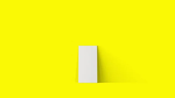 三维渲染将空白白色帆布隔离在黄色背景中 — 图库照片