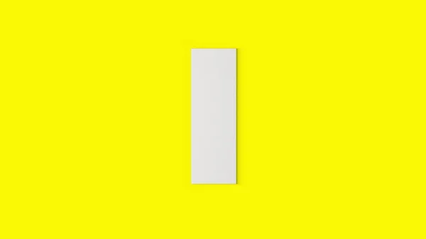 3Dレンダリングハング空の空白の白いキャンバスを黄色の背景に隔離 — ストック写真