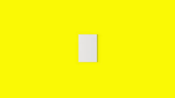 3Dレンダリングハング空の空白の白いキャンバスを黄色の背景に隔離 — ストック写真