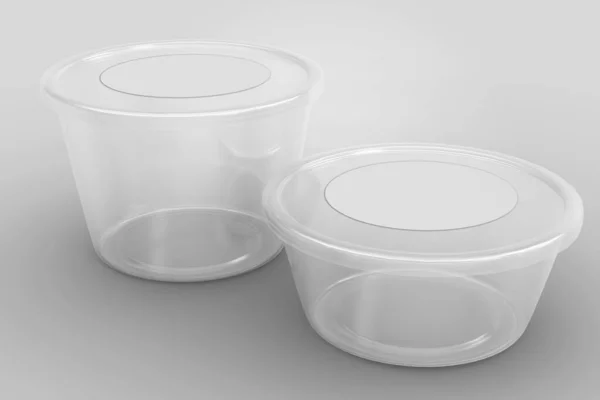 Rendering Empty Transparent Lid Containers Isolated White Background Fit Your — Stock Photo, Image