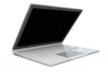 3D Rendering of laptop notebook mock up with white background. technology gadget for hipster background concept. high resolution