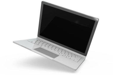 3D Rendering of laptop notebook mock up with white background. technology gadget for hipster background concept. high resolution