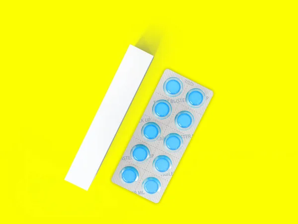 Rendering Blank White Package Box Blister Pills Isolato Sfondo Colorato — Foto Stock