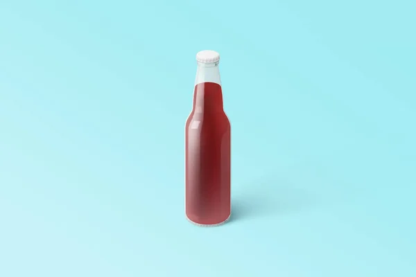 各种水果苏打水瓶 无酒精饮料与水滴隔离在托斯卡背景下 3D渲染 适合您的设计项目 — 图库照片