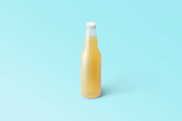 Olika Frukt Läsk Flaska Alkoholfri Dryck Med Vattendroppar Isolerad Toscha — Stockfoto
