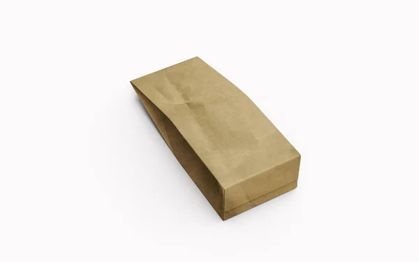 Tea Coffee Brown Paper Packaging Bag Isolated White Background Rendering — Stok fotoğraf