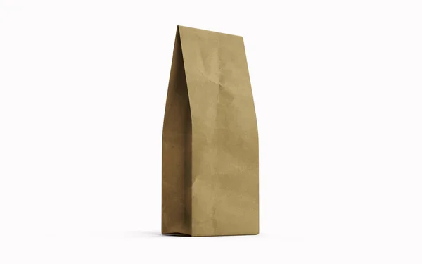 Tea Coffee Brown Paper Packaging Bag Isolated White Background Rendering — Stok fotoğraf