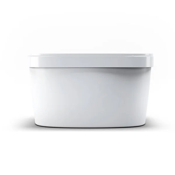 3D rendering White plastic box of ice cream container for your design and logo Mock Up. suitable for your design element .