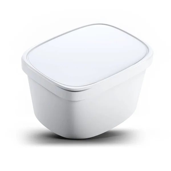 Representación Caja Plástico Blanca Recipiente Helado Para Diseño Logotipo Mock — Foto de Stock