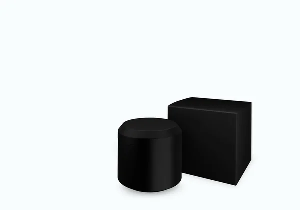 Boş siyah matte kozmetik kavanozu, beyaz arka planda ön görüş açısında sürme kremi, 3d illüstrasyon