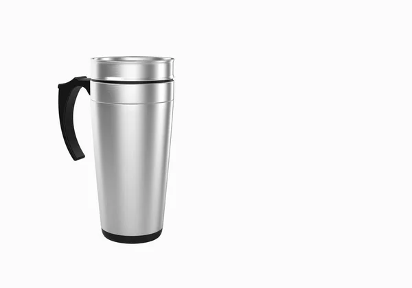 Рендеринг Нержавіючої Сталі Travel Mug Кави Або Чаю Ізольовані Білому — стокове фото