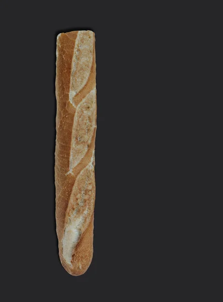 法国面包面包 黑色背景 有文本复制空间 — 图库照片