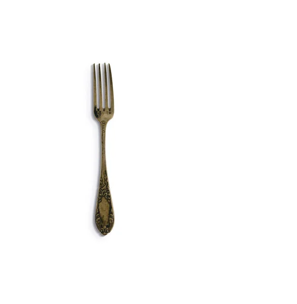 Top View Vintage Fork Isolated Onwhite Background Fit Your Design — Stok fotoğraf