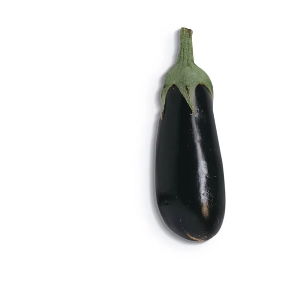 Top View Isolated Eggplant White Background Fresh Aubergine Shadow Copyspace — Stock Photo, Image