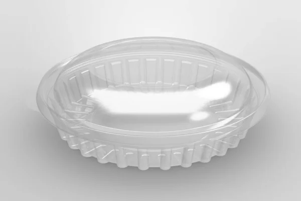 Representación Contenedor Pastel Transparente Vacío Aislado Sobre Fondo Blanco Adecuado —  Fotos de Stock