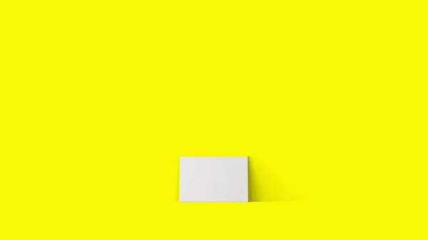 Vykreslování Pokládání Prázdné Prázdné Bílé Plátno Izolované Žlutém Pozadí — Stock fotografie