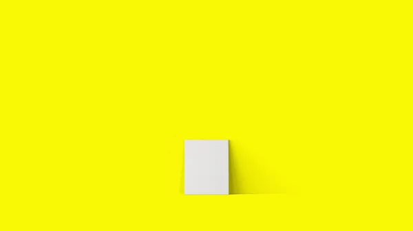 Vykreslování Pokládání Prázdné Prázdné Bílé Plátno Izolované Žlutém Pozadí — Stock fotografie