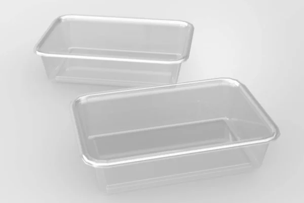 Rendering Empty Transparent Microwave Containers Isolated White Background Fit Your — Stok Foto