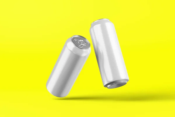 Bière Aluminium Froid Blanc Peut Maquiller Avec Des Gouttes Rendu — Photo