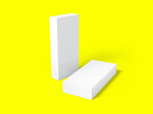Adet Boş Beyaz Paket Kutusu Renkli Arka Planda Izole Edilmiş — Stok fotoğraf