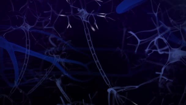Neurony Mózgu Synapsa Komórki Neuronowe Wysyłają Elektryczne Sygnały Chemiczne Aktywność — Wideo stockowe