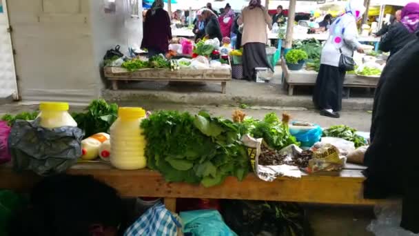 Hortalizas Ecológicas Granja Local Mercado Agricultores Verano — Vídeo de stock