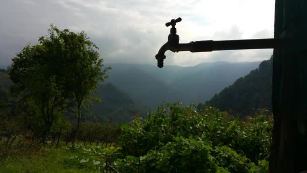 Doğal Kaynak Suyu Çeşme Borudan Akan Musluk Suyu Çeşme — Stok video