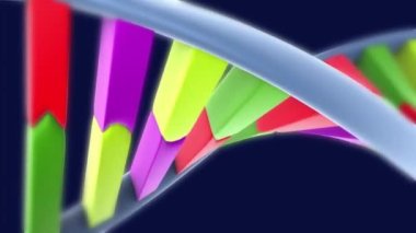 Renkli sıvıda asılı DNA molekül iplikleri, dönerek.