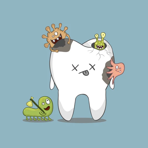 Cartoon ziek tand — Stockvector