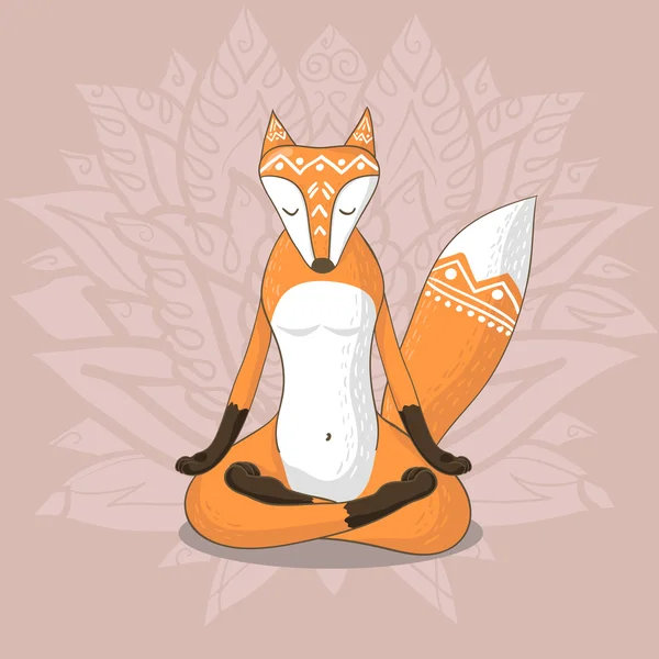 Schattig fox mediteert — Stockvector