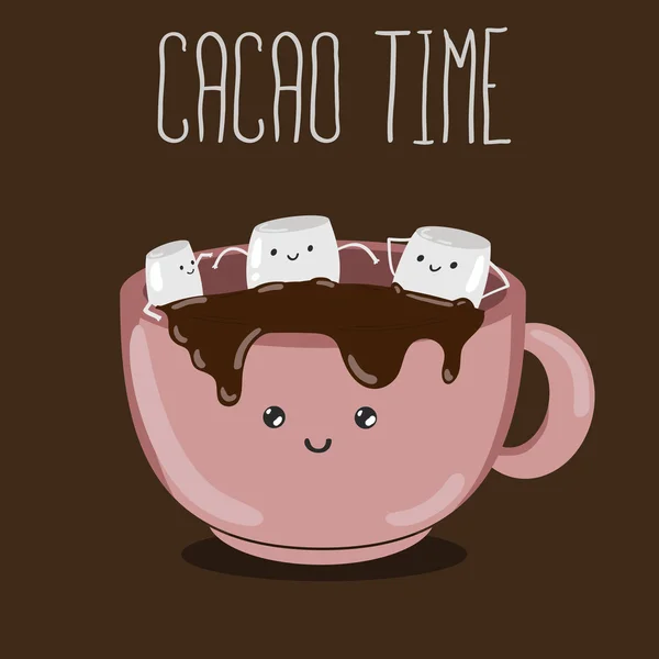 Hete cacao met marshmallows — Stockvector