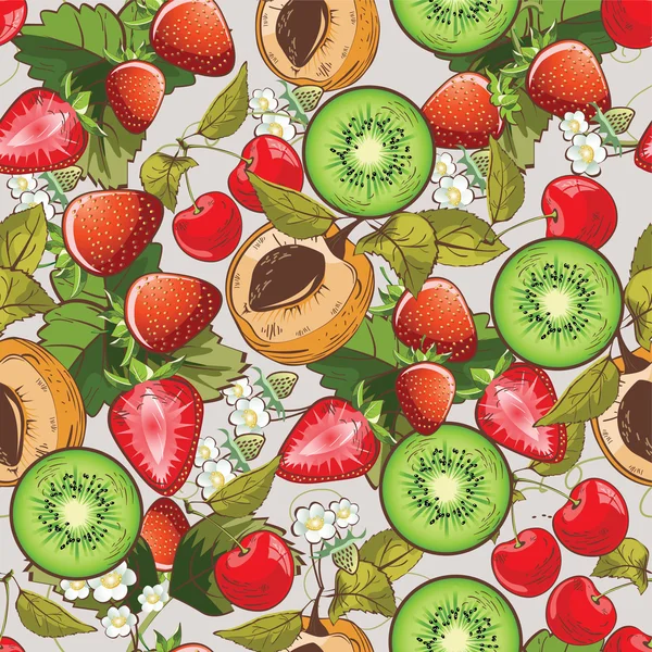 Modèle de fruits d'été sans couture — Image vectorielle