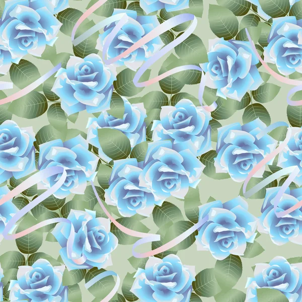 Blauwe rozen patroon — Stockvector