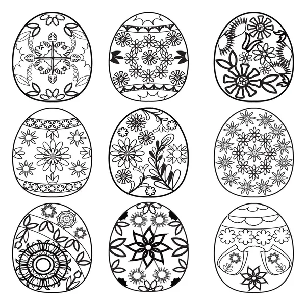 Easter eggs for coloring book — Stock Vector