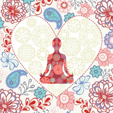 lotus pozisyonu yoga kalp şekli ile güzel arka plan