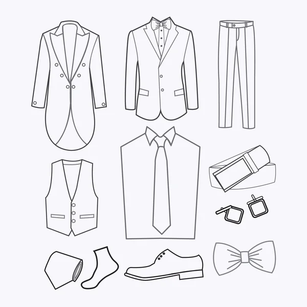 Set of Fashion collection of man wardrobe. — Stock Vector