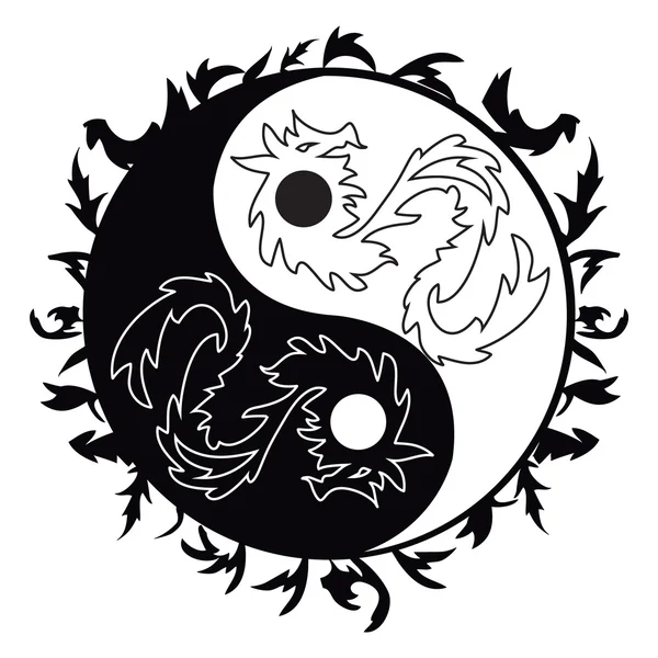 Yin Yang tatuaż ze smokami — Wektor stockowy