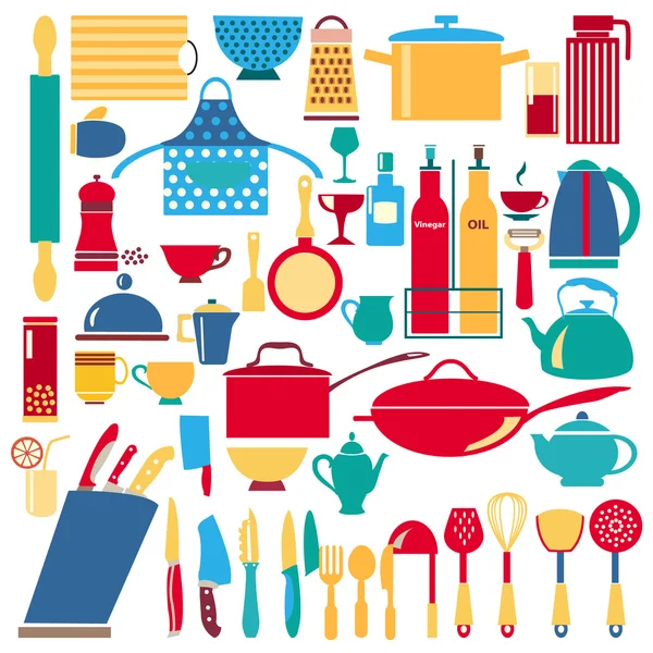 Cocina y restaurante icono utensilios de cocina — Vector de stock
