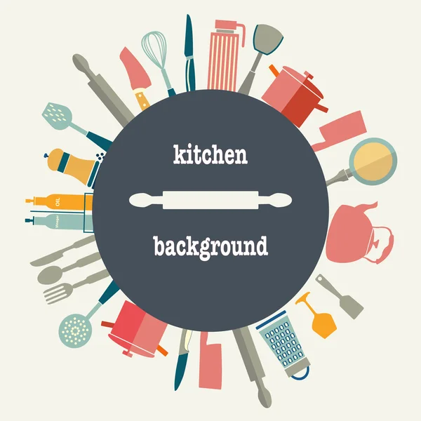 Fondo de utensilios de cocina en estilo plano — Vector de stock